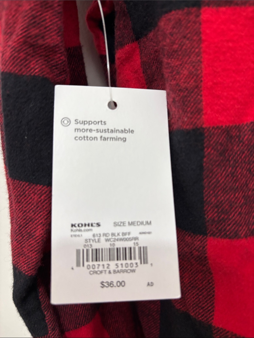 croft & barrow “NEW” Red and Black Buffalo Plaid Button-Down Shirt Sz M - Picture 5 of 7